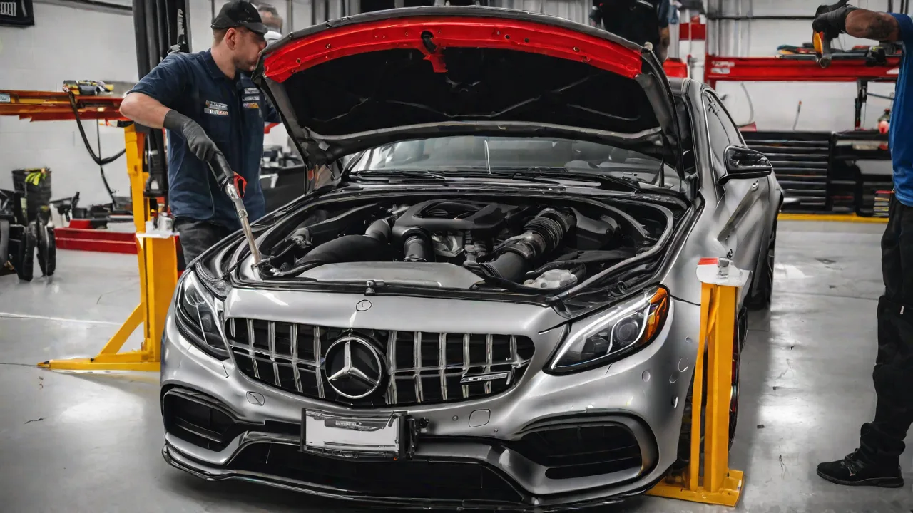 Installing a Front Strut Brace on Your Mercedes-Benz C63 for Enhanced Chassis Rigidity